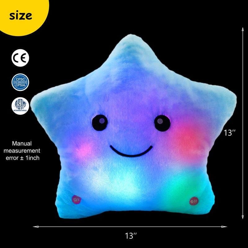 BSTAOFY 13â€˜â€™ Creative LED Musical Glow Twinkle Star Lullaby Light up Stuffed Animal Toys Soothe Kids Emotions Birthday Christmas for Toddlers Kids, Blue - Image 4